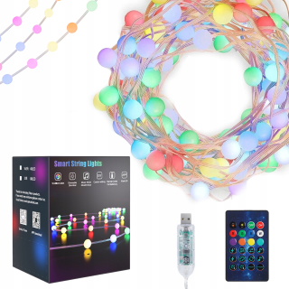 Osvetlenie vianočného stromčeka 40 LED vonkajšie/vnútorné viacfarebné a teplé biele RGB svetlá IP65